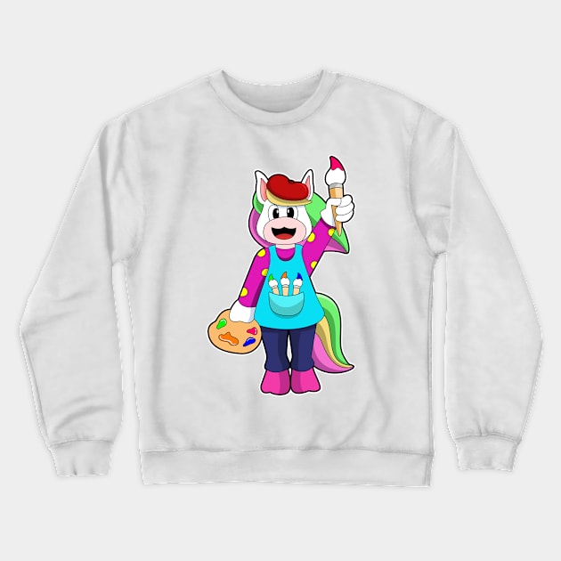 Unicorn as Painter Crewneck Sweatshirt by Markus Schnabel